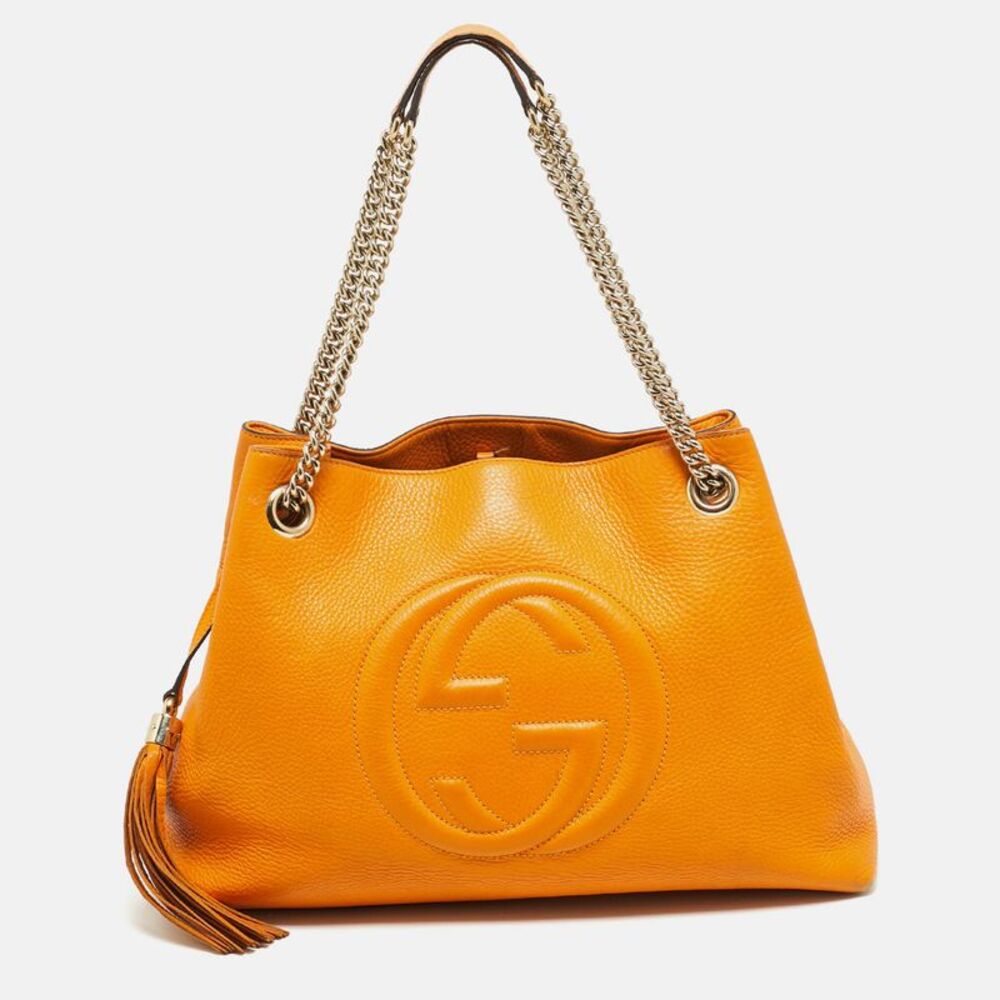Gucci Soho Chain Medium Dark Yellow Leather Shoulder Bag